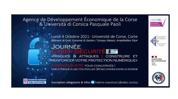 ⚡️ADEC & Università di Corsica Pasquale Paoli 🔐Conférence CYBER SÉCURITÉ « Risques & attaques : construire et renforcer votre protection numérique »  Lundi 4 Octobre, Corte