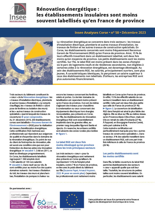 Rénovation énergétique : les établissements insulaires sont moins souvent labellisés qu’en France de province