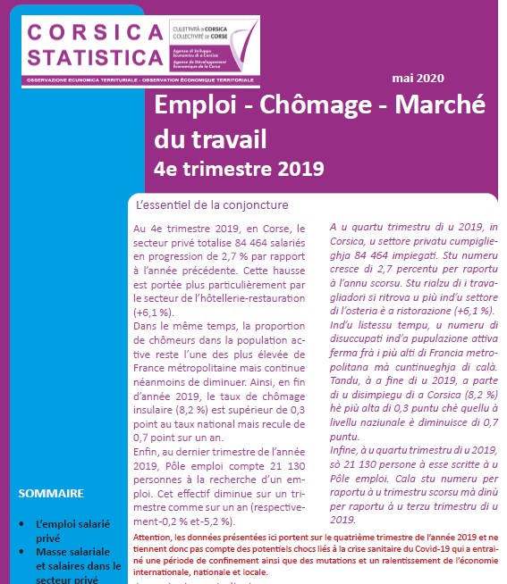 Emploi - Chômage - Marché du travail au 4e trimestre 2019