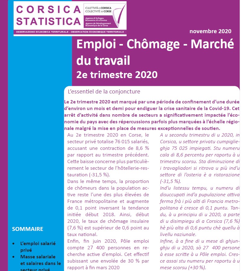 Emploi - Chômage - Marché du travail au 2e trimestre 2020