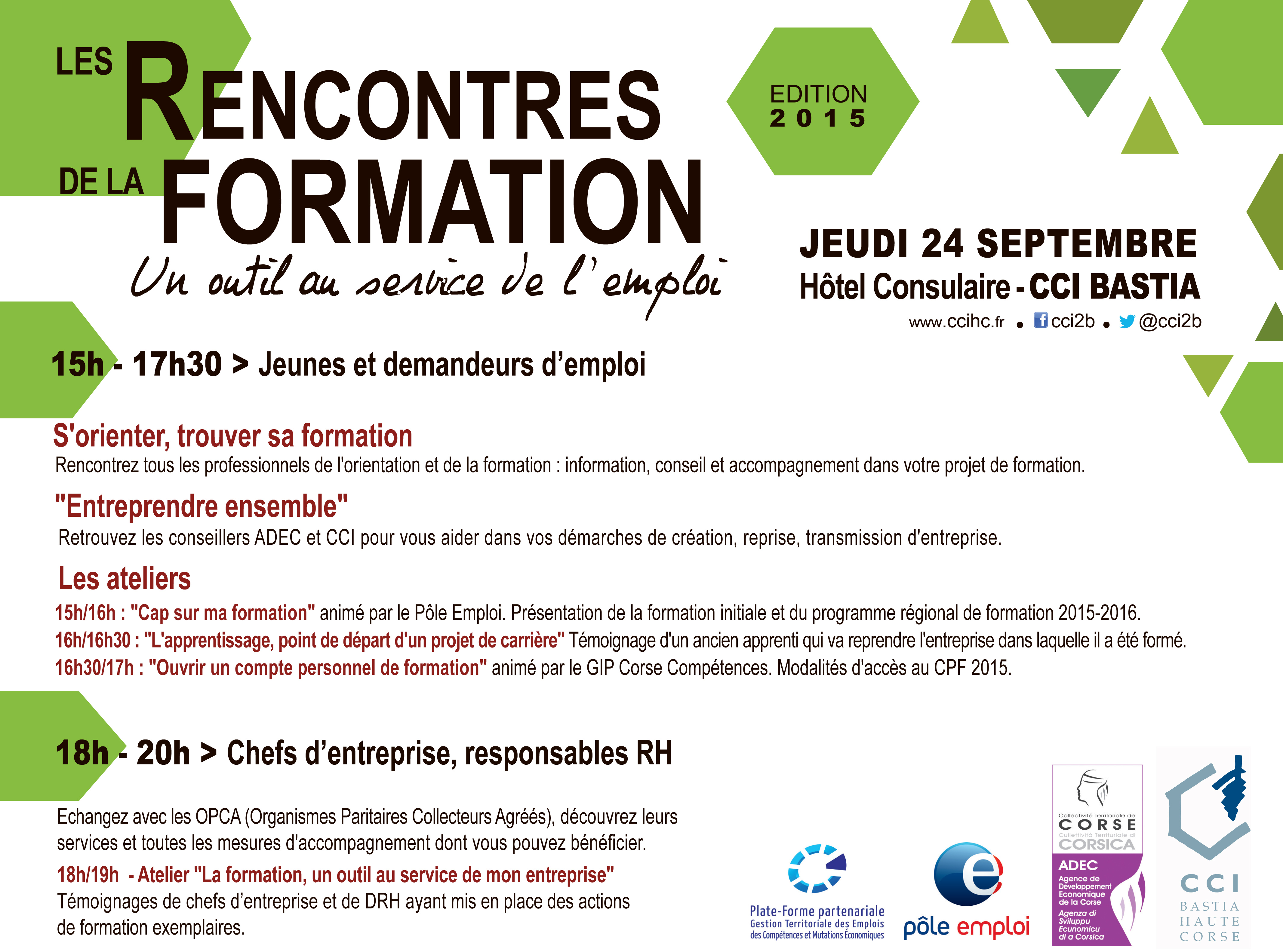 L'ADEC partenaire des Rencontres de la Formation, le 24 septembre à Bastia