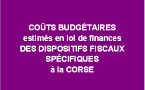 Coûts budgétaires estimés en loi de finances des dispositifs fiscaux spécifiques à la Corse