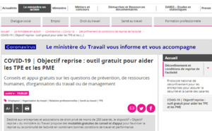 Ministère du Travail - COVID-19 | 📈Objectif reprise : outil gratuit pour aider les TPE et les PME