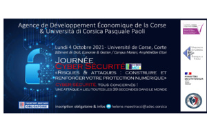 ⚡️ADEC &amp; Università di Corsica Pasquale Paoli 🔐Conférence CYBER SÉCURITÉ « Risques &amp; attaques : construire et renforcer votre protection numérique »  Lundi 4 Octobre, Corte