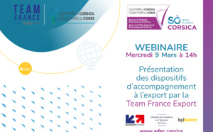 🌍ADEC💻WEBINAIRE Présentation des dispositifs de la Team France Export Corse 🗓️Mercredi 9 Mars à 14h