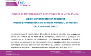 ADEC [📢 Appel à Manifestation d’Intérêt] Mission promotionnelle Semaine NumériQC Québec (du 4 au 8 Avril 2022) ⏳Vous avez jusqu’au 21 MARS pour candidater !