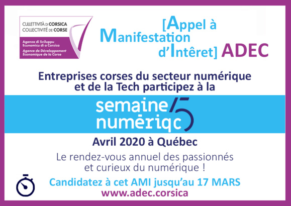 [📢 APPEL À MANIFESTATION D’INTÉRÊT] 📲[Semaine numériQC]  Québec Avril 2020