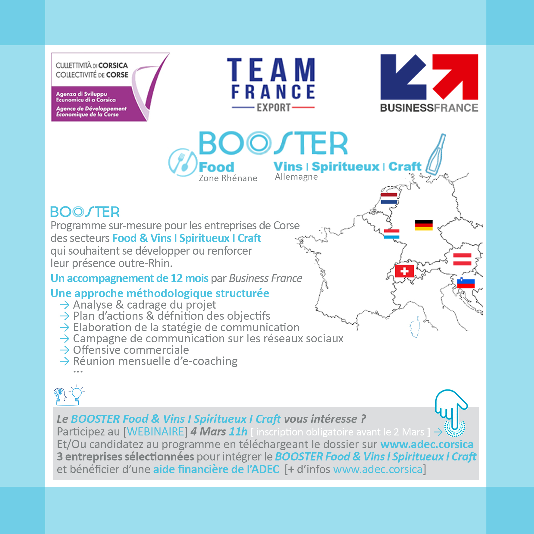 ADEC & Business France [💻WEBINAIRE] 4 Mars à 11h 🔹Venez découvrir le programme BOOSTER Food & Vins Spiritueux Craft Zhone Rhénane
